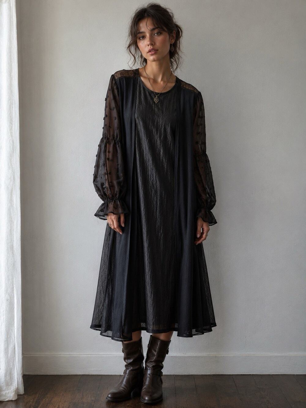 Ember Sheer Duster Size XL Black Dark Romantic Cardigan Fairy Grunge Whimsigoth